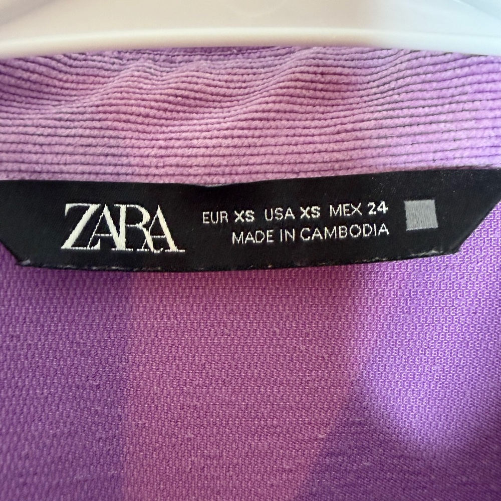 Zara Purple Lilac Casual Corduroy Button Front Oversized Shirt Jacket Shacket XS - Picture 3 of 16